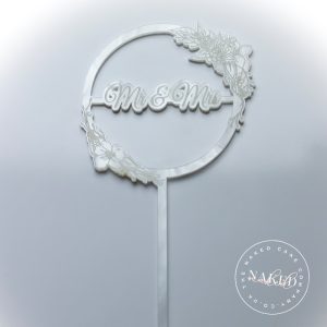 Mr & Mrs Marble Pearl Cake Topper Close